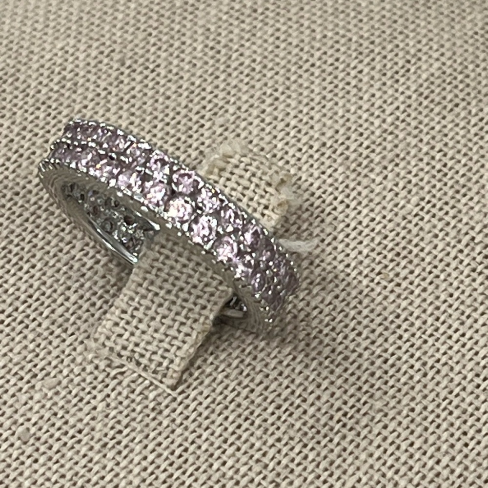 Vintage Sterling Silver 925 Lavender Amethyst Eternity Band Ring Size 6.75 - Picture 5 of 14